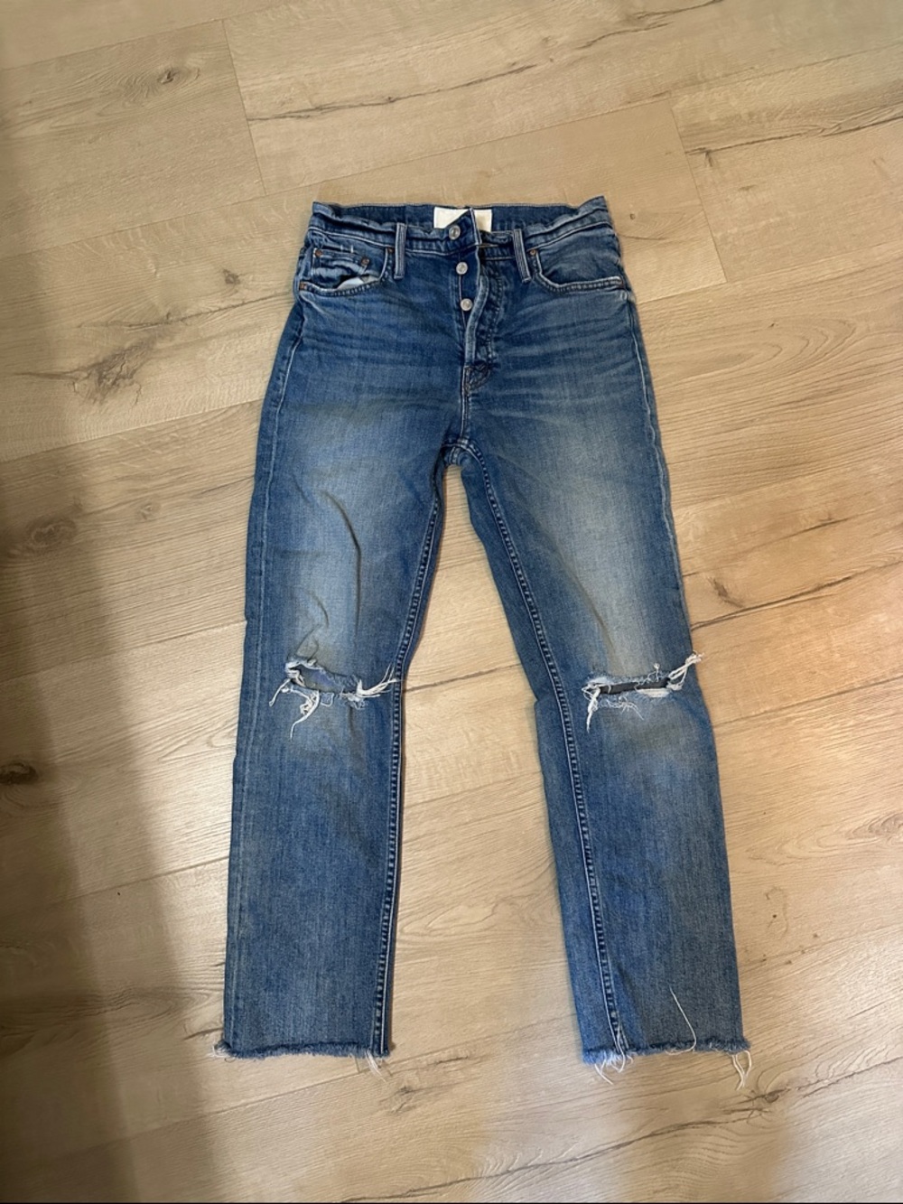 MOTHER Medium Blue Distressed Boyfriend Jeans